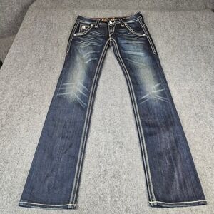 Rock Revival Adele Straight Leg Dark Wash Jeans Thick Stitch RRJ8178ST-4 Size 30